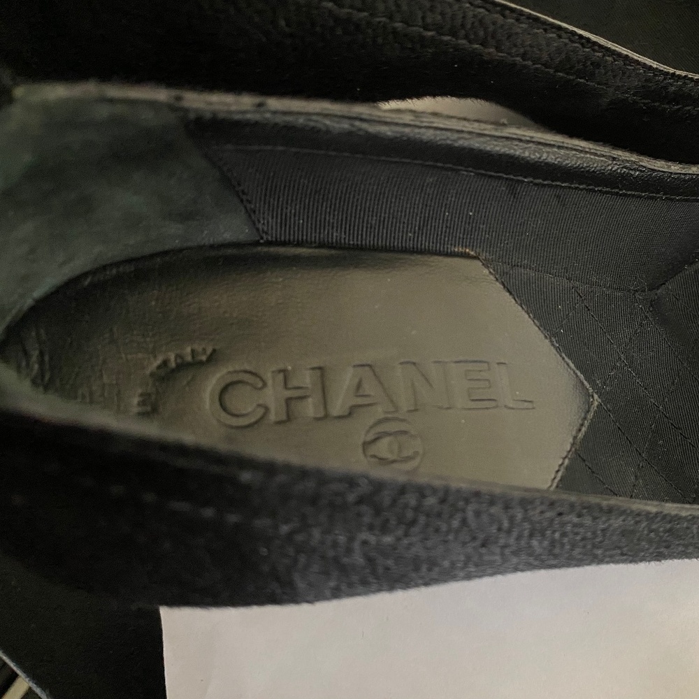 CHANEL BLACK PUMPS CC LOGO HEELS mules leather slip on slides loafers 36-6sandal - Picture 7 of 11